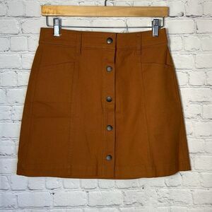 MADEWELL  Button Front A-Line Pocket Mini Skirt size 4